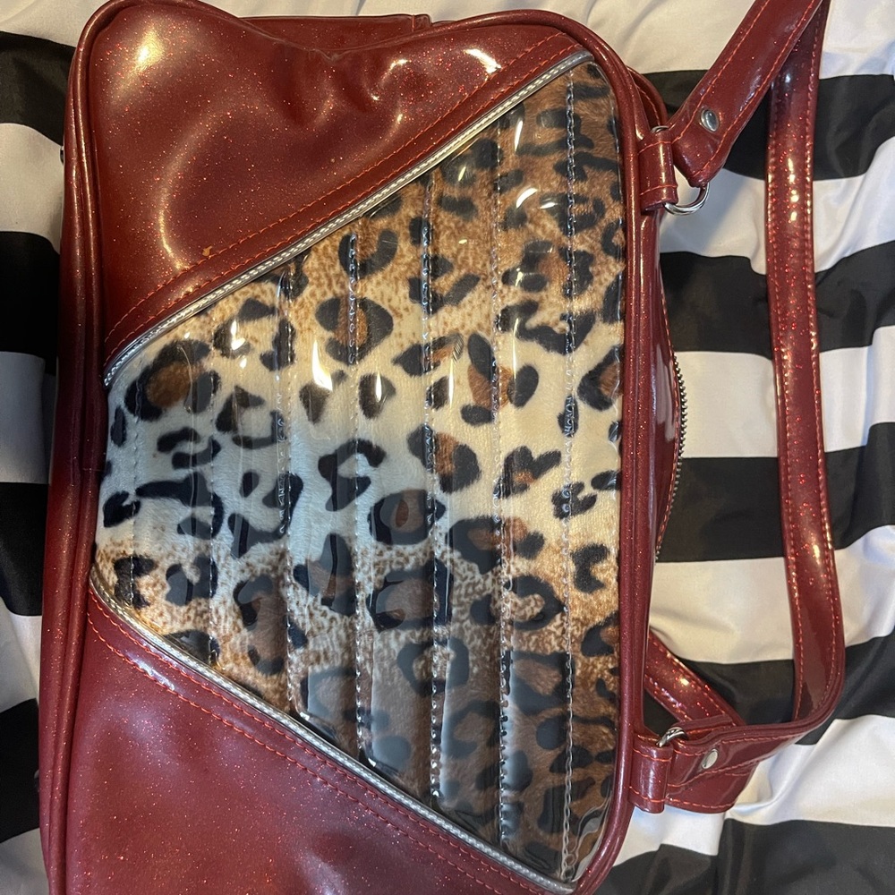 Red Glitter and Leopard Shoulder Bag - Picture 6 of 7